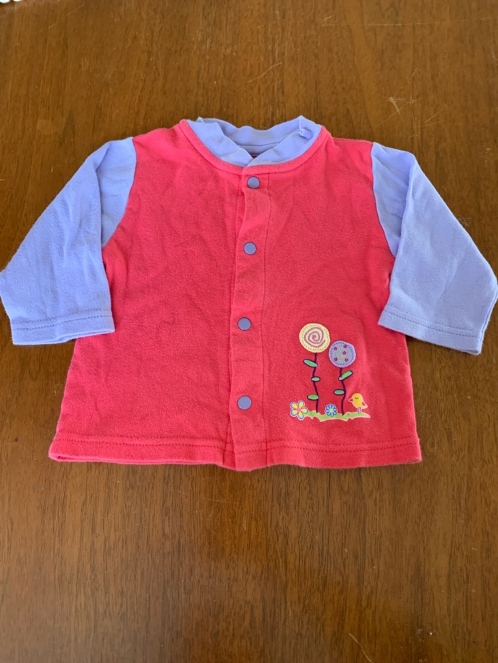 🍊5/$25 Vintage Baby Snap-Front Long Sleeve Top in Coral Pink and Lavender